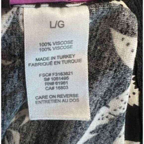 Mark Womens Black & White Floral Print Summer V-Neck Dress Knee-Length Large - Picture 11 of 13